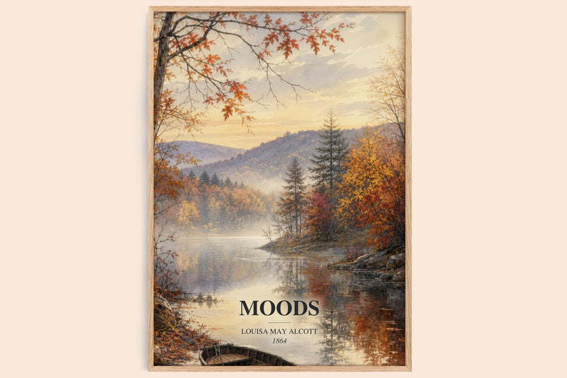 Moods watercolour book poster by Louisa May Alcott – framed literary art print