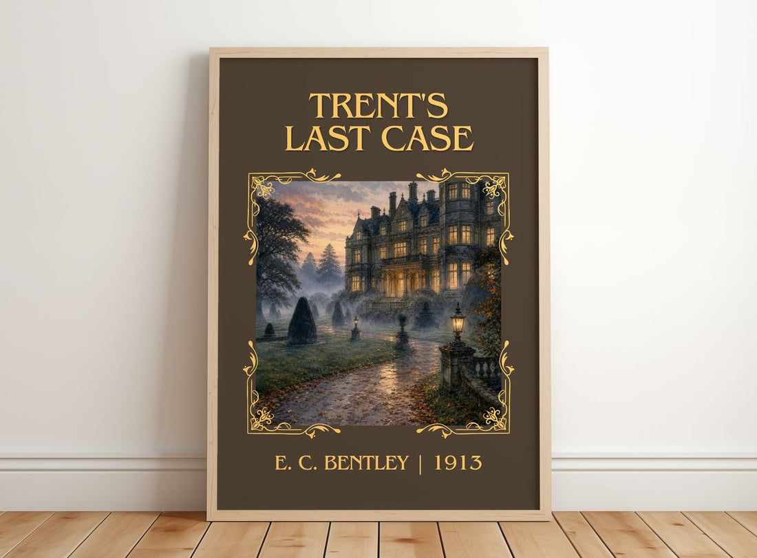 Trent's Last Case Classic Book Art Print by E. C. Bentley – framed print leaning on a wooden floor