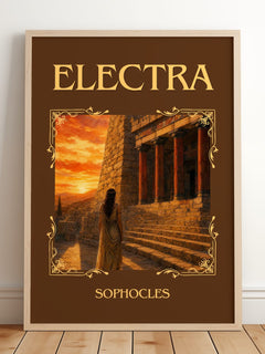 Electra Classic Book Art Print by Sophocles – framed print leaning on a wooden floor