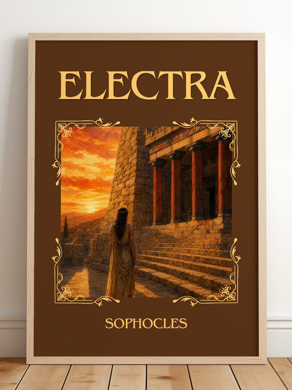 Electra Classic Book Art Print by Sophocles – framed print leaning on a wooden floor