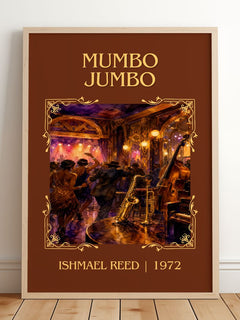 Mumbo Jumbo Classic Book Art Print by Ishmael Reed – framed print leaning on a wooden floor