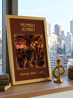 Mumbo Jumbo Classic Book Art Print by Ishmael Reed – framed print on a city-view windowsill