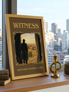 Witness Classic Book Art Print by Whittaker Chambers – framed print on a city-view windowsill