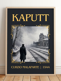 Kaputt Classic Book Art Print by Curzio Malaparte – framed print leaning on a wooden floor