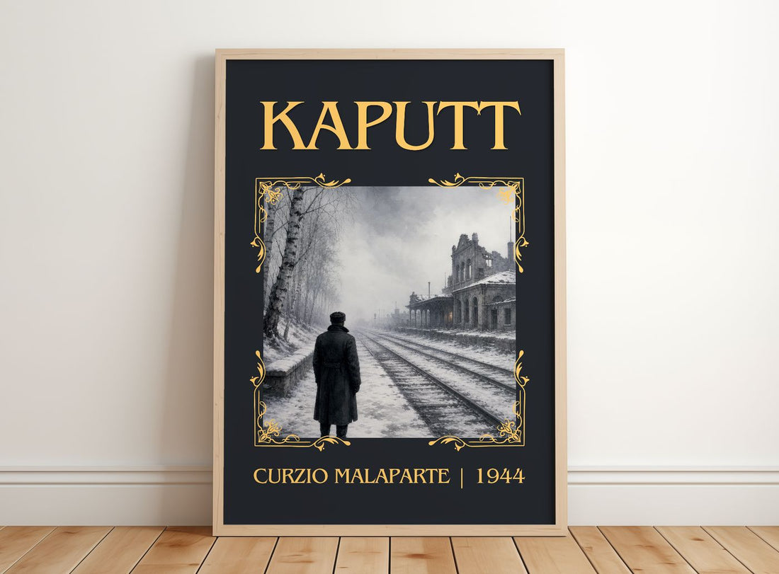 Kaputt Classic Book Art Print by Curzio Malaparte – framed print leaning on a wooden floor