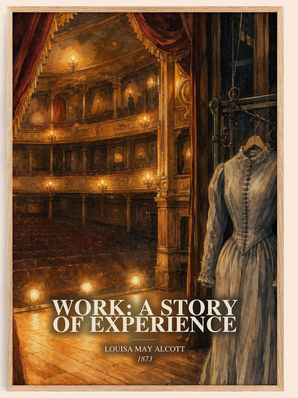 Work: A Story Of Experience watercolour book poster by Louisa May Alcott – framed literary art print