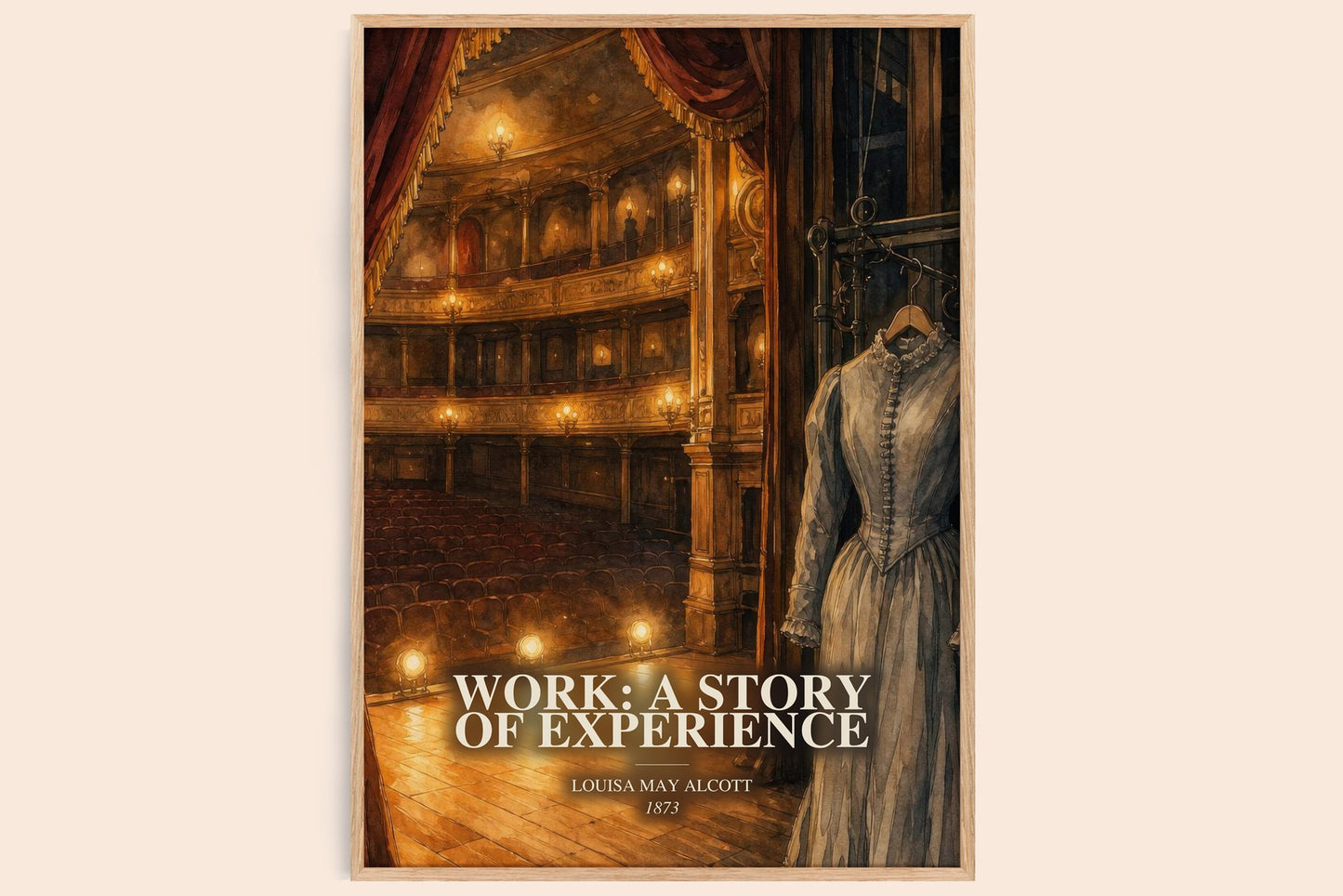 Work: A Story Of Experience watercolour book poster by Louisa May Alcott – framed literary art print