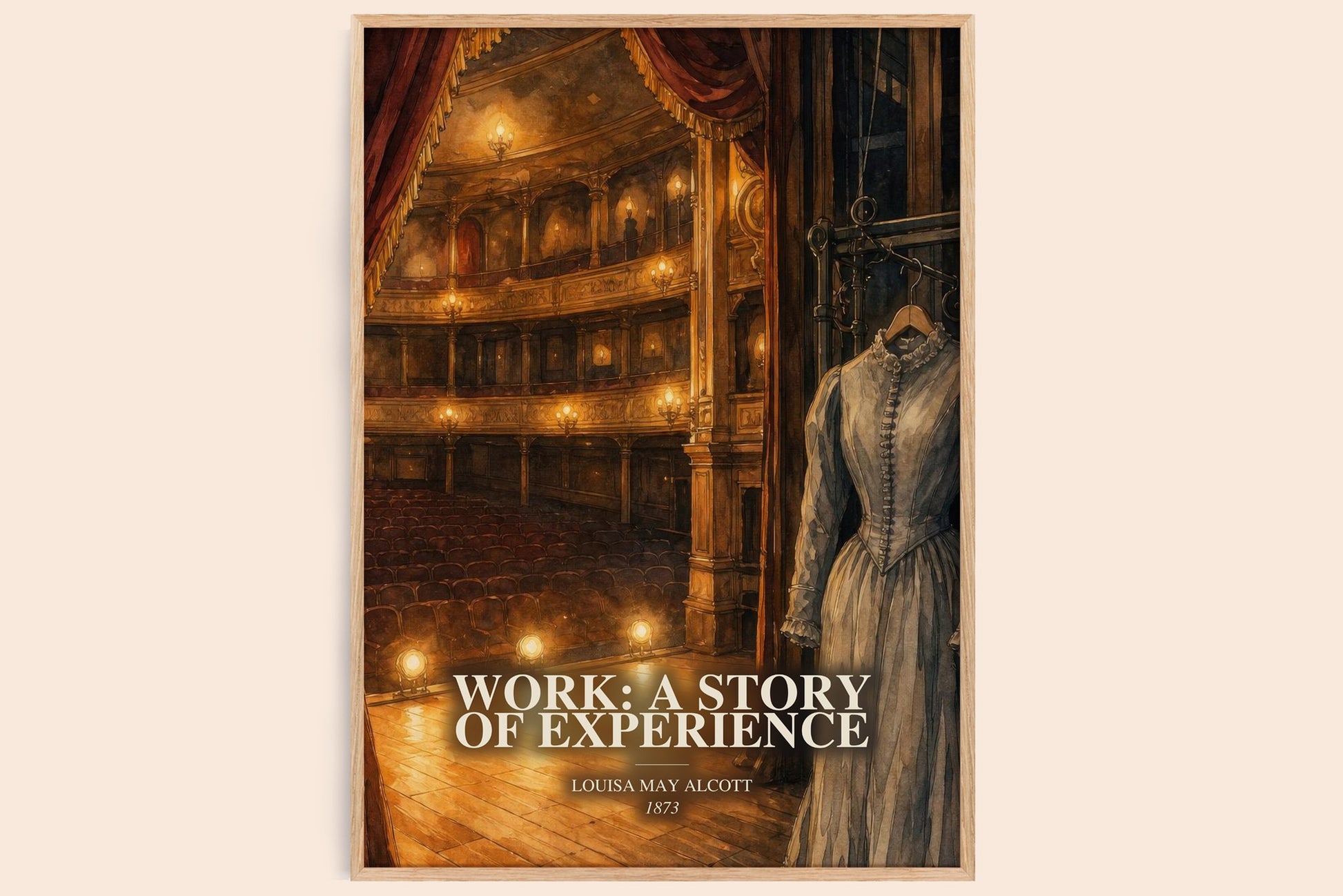Work: A Story Of Experience watercolour book poster by Louisa May Alcott – framed literary art print