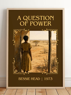 A Question of Power Classic Book Art Print by Bessie Head – framed print leaning on a wooden floor