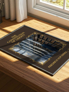 Constitution of Liberty Classic Book Art Print by Friedrich von Hayek – print on a sunlit desk