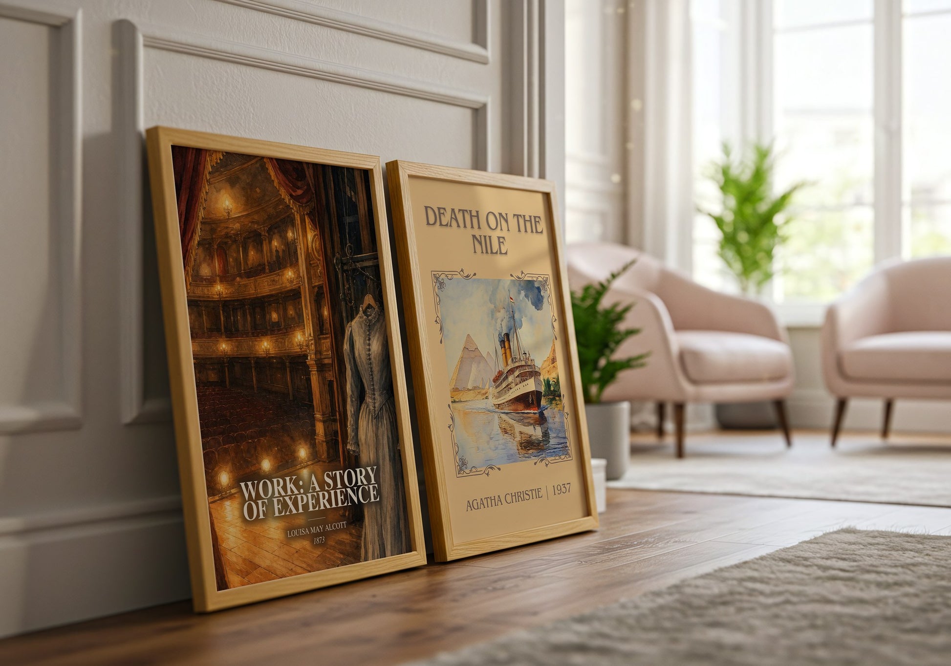 Work: A Story Of Experience watercolour print framed by window – literary home decor