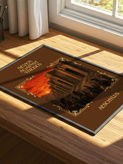 Seven Against Thebes Classic Book Art Print by Aeschylus – print on a sunlit desk