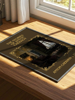 The Stories of Anton Chekhov Classic Book Art Print by Anton Chekhov – print on a sunlit desk