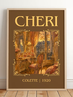 Cheri Classic Book Art Print by Colette – framed print leaning on a wooden floor
