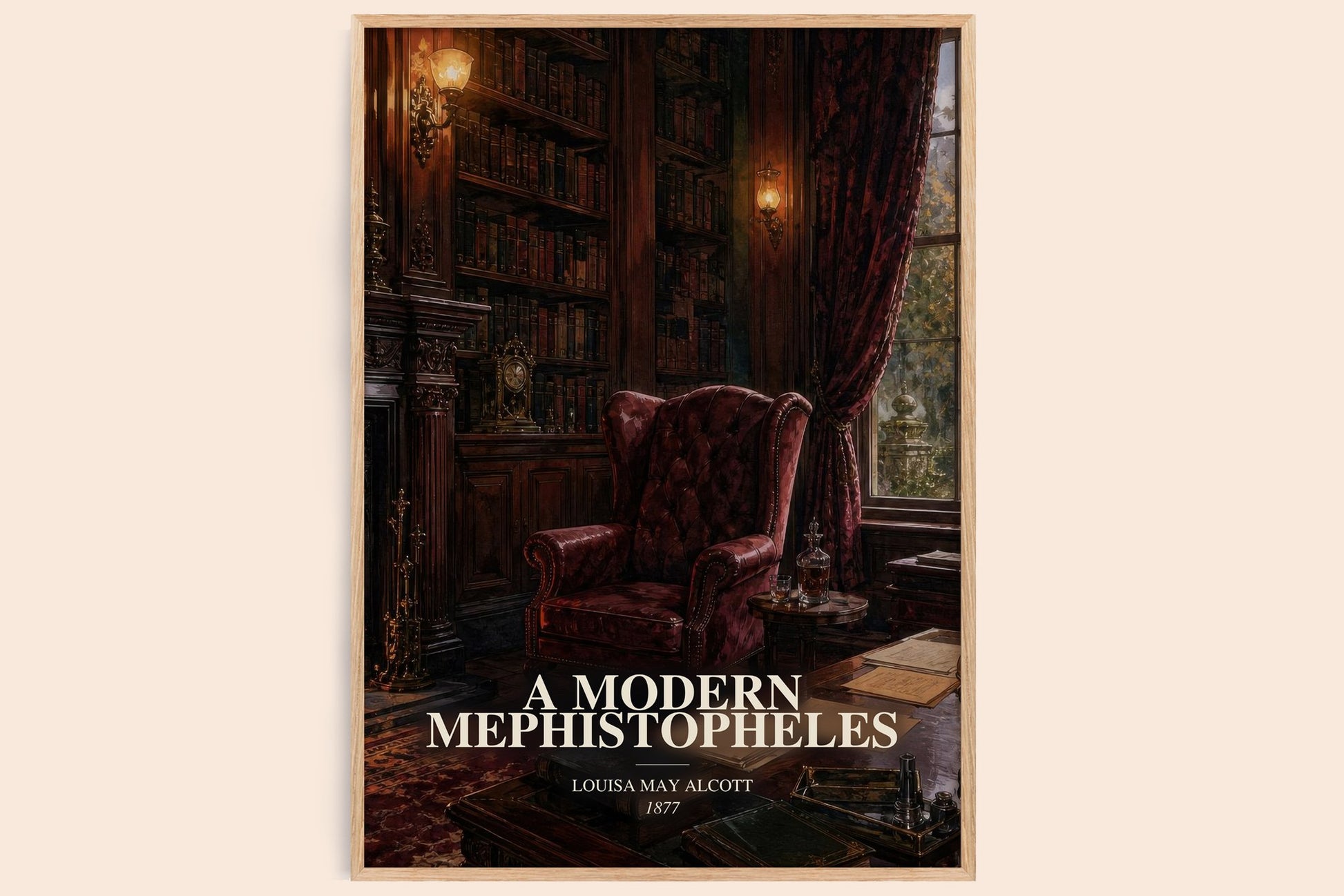 A Modern Mephistopheles watercolour book poster by Louisa May Alcott – framed literary art print