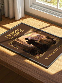 Promise at Dawn Classic Book Art Print by Romain Gary – print on a sunlit desk