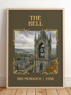 The Bell Classic Book Art Print by Iris Murdoch – framed print leaning on a wooden floor