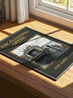 The Floating Opera Classic Book Art Print by John Barth – print on a sunlit desk
