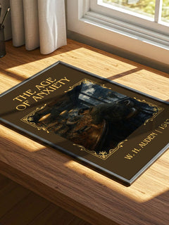 The Age of Anxiety Classic Book Art Print by W. H. Auden – print on a sunlit desk