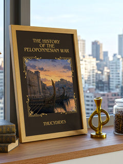 History of the Peloponnesian War Classic Book Art Print by Thucydides – framed print on a city-view windowsill