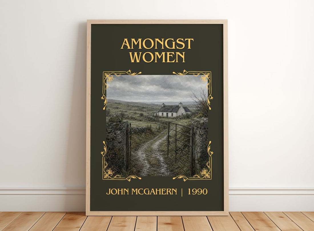 Amongst Women Classic Book Art Print by John McGahern – framed print leaning on a wooden floor