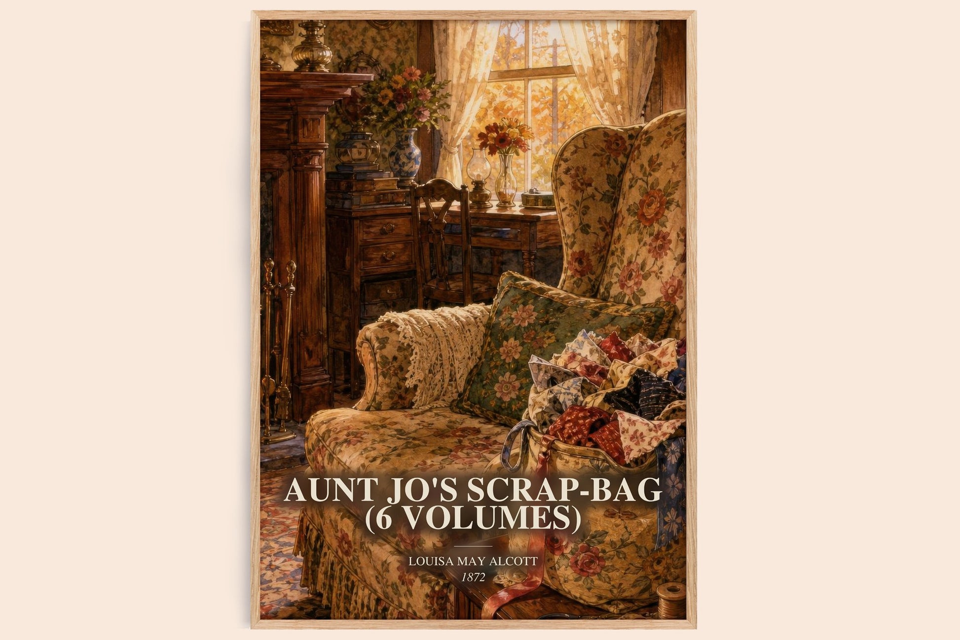Aunt Jo'S Scrap-Bag (6 Volumes) watercolour book poster by Louisa May Alcott – framed literary art print