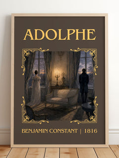Adolphe Classic Book Art Print by Benjamin Constant – framed print leaning on a wooden floor