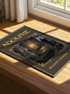 Adolphe Classic Book Art Print by Benjamin Constant – print on a sunlit desk