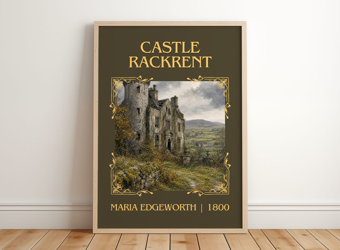 Castle Rackrent Classic Book Art Print by Maria Edgeworth – framed print leaning on a wooden floor