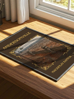 Andersonville Classic Book Art Print by MacKinlay Kantor – print on a sunlit desk