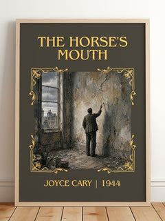 The Horse's Mouth Classic Book Art Print by Joyce Cary – framed print leaning on a wooden floor