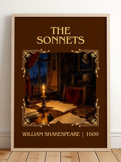 The Sonnets Classic Book Art Print by William Shakespeare – framed print leaning on a wooden floor