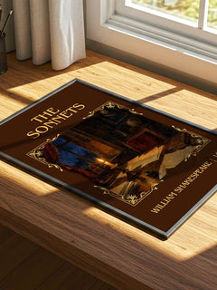 The Sonnets Classic Book Art Print by William Shakespeare – print on a sunlit desk