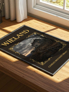 Wieland Classic Book Art Print by Charles Brockden Brown – print on a sunlit desk