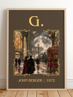 G. Classic Book Art Print by John Berger – framed print leaning on a wooden floor