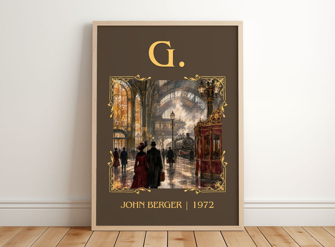 G. Classic Book Art Print by John Berger – framed print leaning on a wooden floor