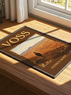 Voss Classic Book Art Print by Patrick White – print on a sunlit desk