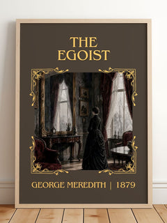 The Egoist Classic Book Art Print by George Meredith – framed print leaning on a wooden floor