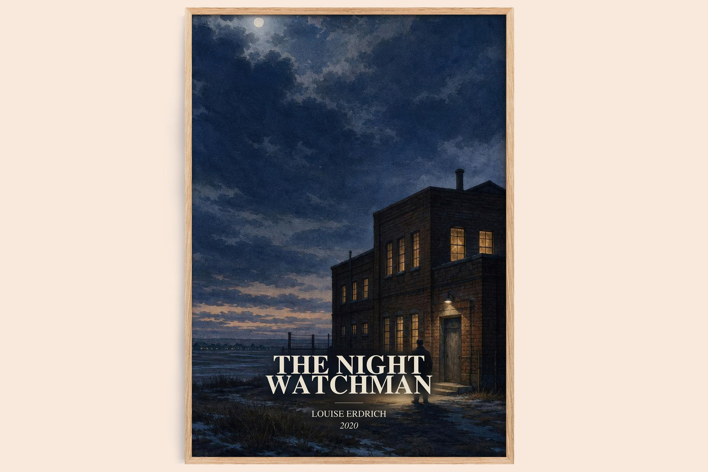 The Night Watchman watercolour book poster by Louise Erdrich – framed literary art print