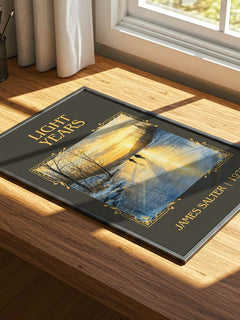 Light Years Classic Book Art Print by James Salter – print on a sunlit desk