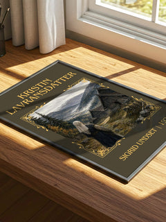 Kristin Lavransdatter Classic Book Art Print by Sigrid Undset – print on a sunlit desk