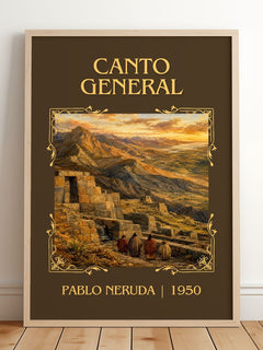 Canto General Classic Book Art Print by Pablo Neruda – framed print leaning on a wooden floor