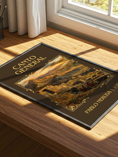 Canto General Classic Book Art Print by Pablo Neruda – print on a sunlit desk