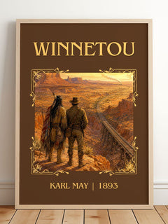 Winnetou Classic Book Art Print by Karl May – framed print leaning on a wooden floor