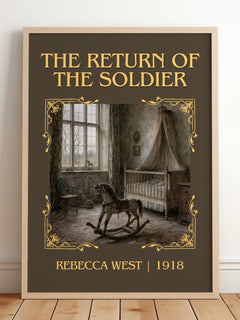 The Return of the Soldier Classic Book Art Print by Rebecca West – framed print leaning on a wooden floor
