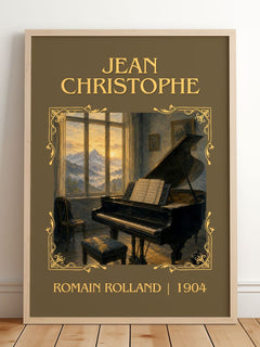 Jean Christophe Classic Book Art Print by Romain Rolland – framed print leaning on a wooden floor