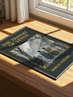 The Transit of Venus Classic Book Art Print by Shirley Hazzard – print on a sunlit desk