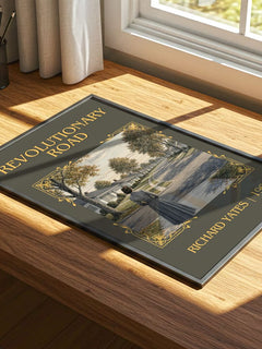 Revolutionary Road Classic Book Art Print by Richard Yates – print on a sunlit desk