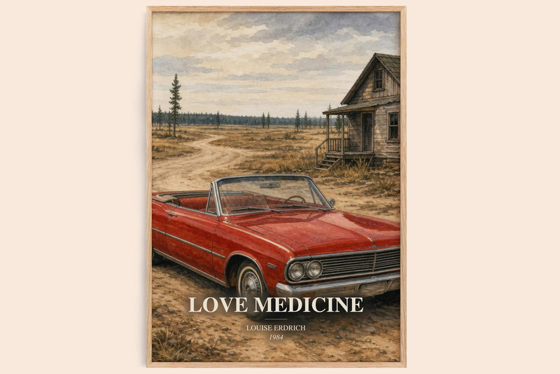 Love Medicine watercolour book poster by Louise Erdrich – framed literary art print