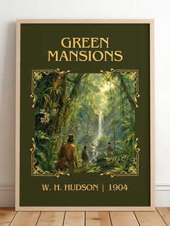 Green Mansions Classic Book Art Print by W. H. Hudson – framed print leaning on a wooden floor